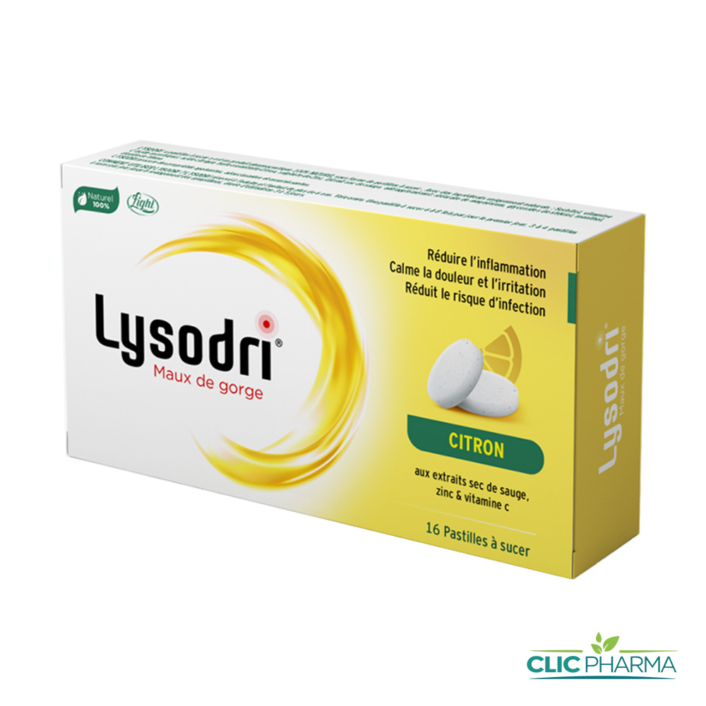 LYSODRI MAUX DE GORGE CITRON PASTILLES B 16