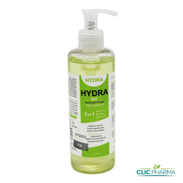 HYDRA GEL NETTOYANT 3EN1 PEAU GRASSE 230ML
