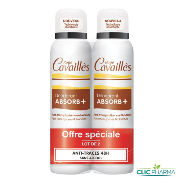 ROGE CAVAILLES DEODORANT ABSORB+ SPRAY 150ML LOT DE 2