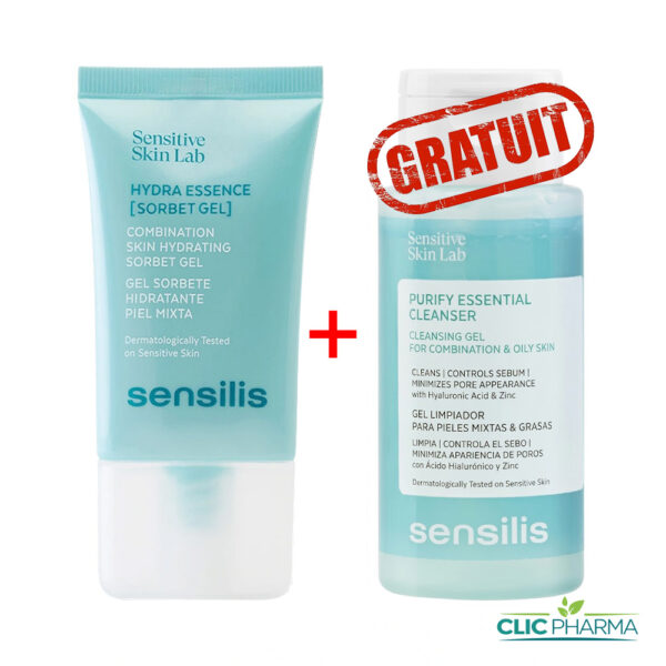 SENSILIS PACK( HYDRA ESSENCE GEL SORBETE 40ML+ PURIFY 50ML GRATUIT)