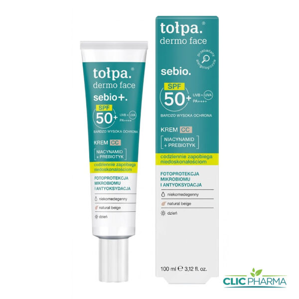 TOLPA DERMO FACE SEBIO CREME SOLAIRE CC TEINTEE BEIGE SPF50+ 40ML