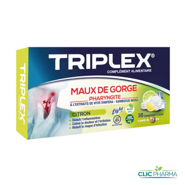 TRIPLEX MAUX DE GORGE PHARYNGITE CITRON (16 COMPRIMES A SUCER)