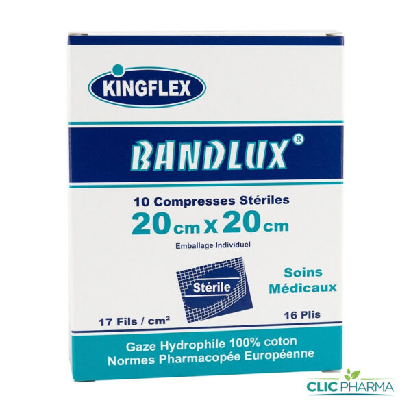 BANDLUX 10 COMPRESSES STERILES 20 X 20CM