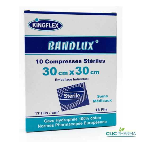 BANDLUX 10 COMPRESSES STERILES 30 X 30CM