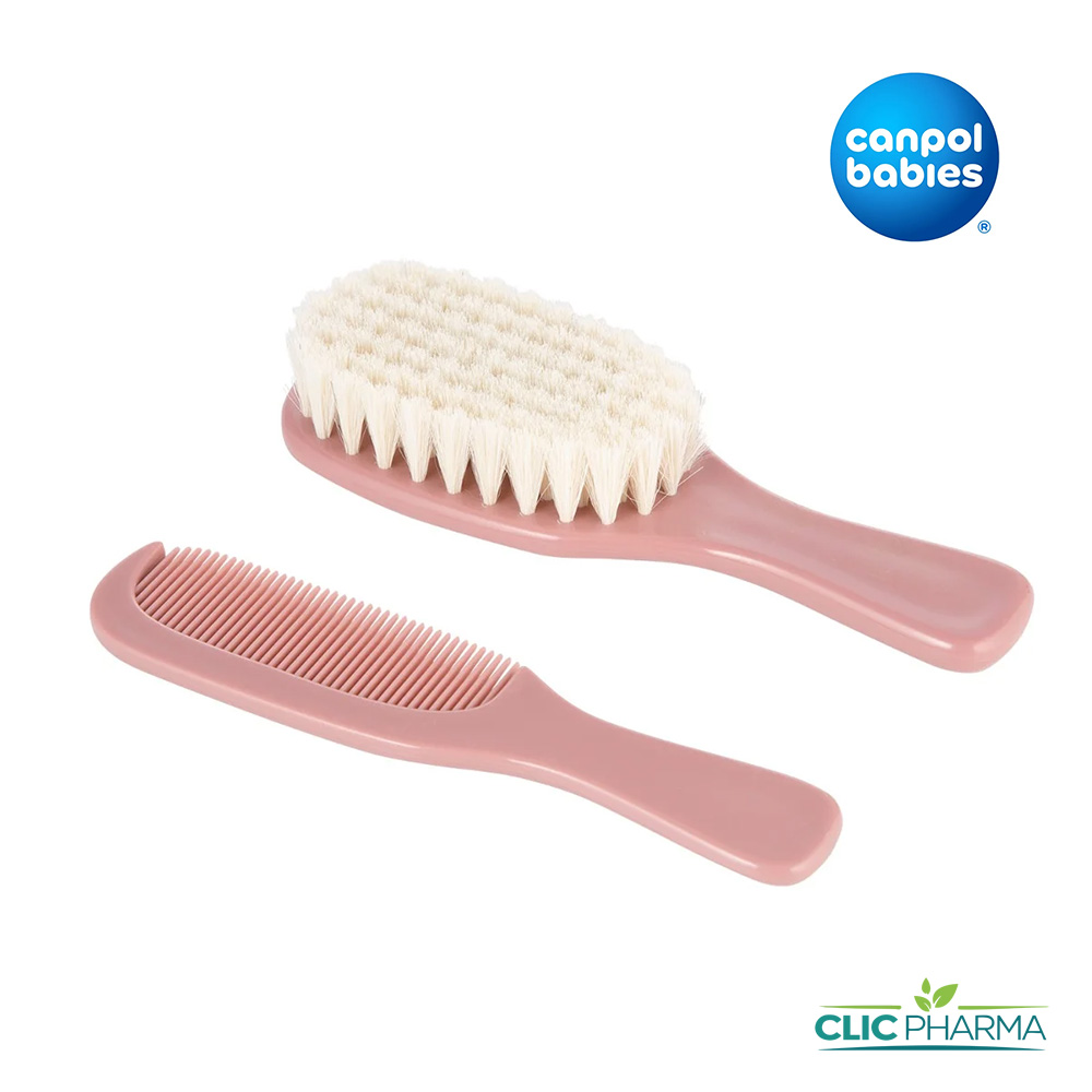 CANPOL BABIE BROSSE + PEIGNE 0M+ROSE (7 406)