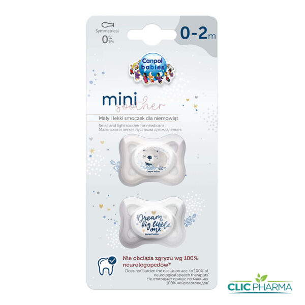 CANPOL BABIES 2 SUCETTE SYMETRIQUE SILICONE MINI GRIS 0-2M (REF: 23/910)