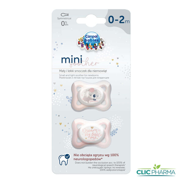CANPOL BABIES 2 SUCETTE SYMETRIQUE SILICONE MINI ROSE 0-2M (REF: 23/910)