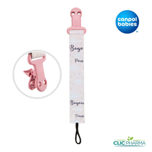 CANPOL BABIES ATTACHE SUCETTE BONJOUR PARIS ROSE 0M+ (REF: 51/026)