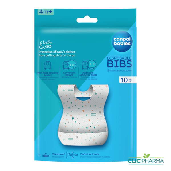 CANPOL BABIES BAVOIR IMPERMEABLE JETABLE AVEC POCHE 10 PIECES (REF: 1/800)