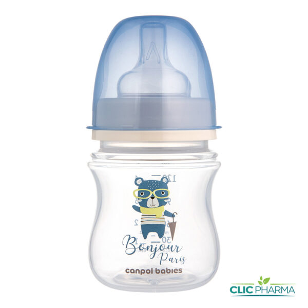 CANPOL BABIES BIBERON ANTICOLIQUE BONJOUR PARIS BLEU 120ML (REF: 35/231)