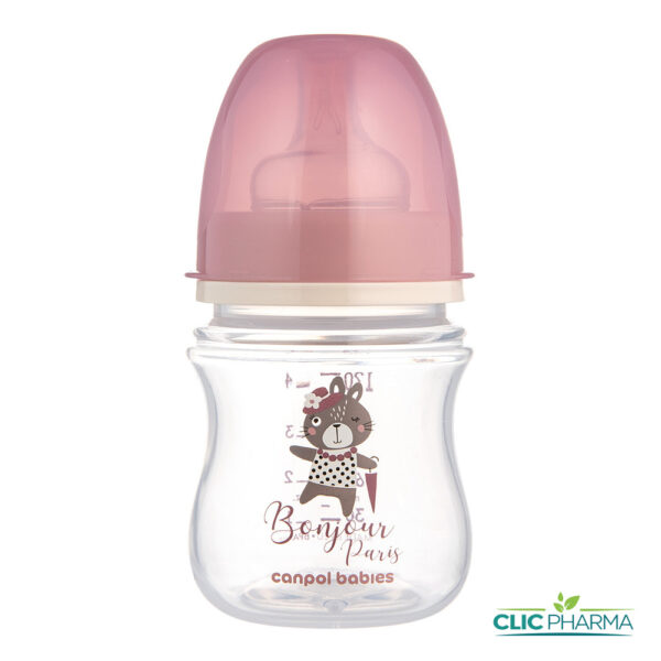 CANPOL BABIES BIBERON ANTICOLIQUE BONJOUR PARIS ROSE 120ML (REF: 35/231)