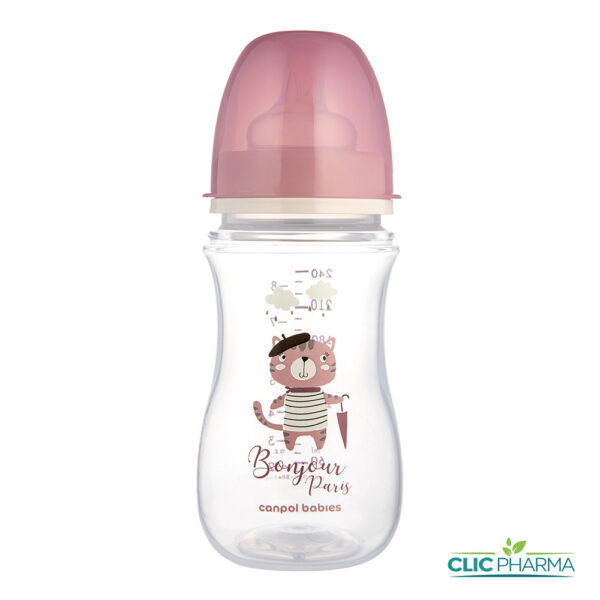 CANPOL BABIES BIBERON ANTICOLIQUE BONJOUR PARIS ROSE 240ML (REF: 35/232)