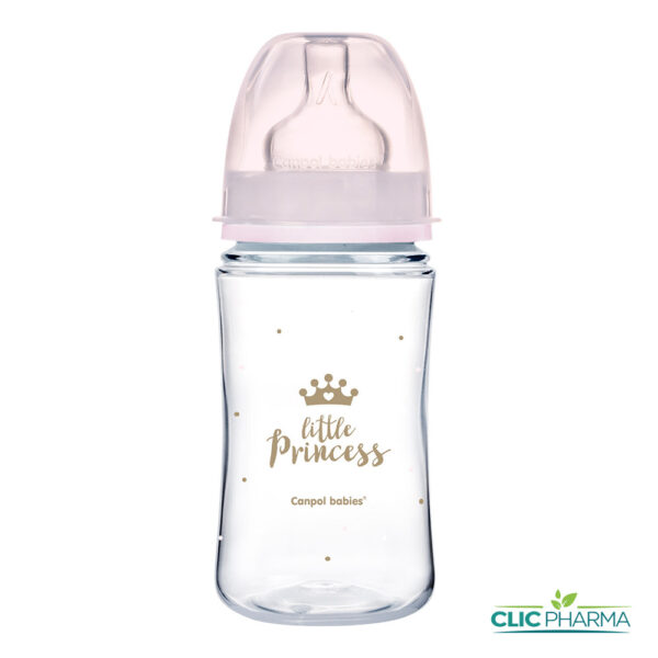 CANPOL BABIES BIBERON ANTICOLIQUE COL LARGE ROSE 240ML PP (REF: 35/234)