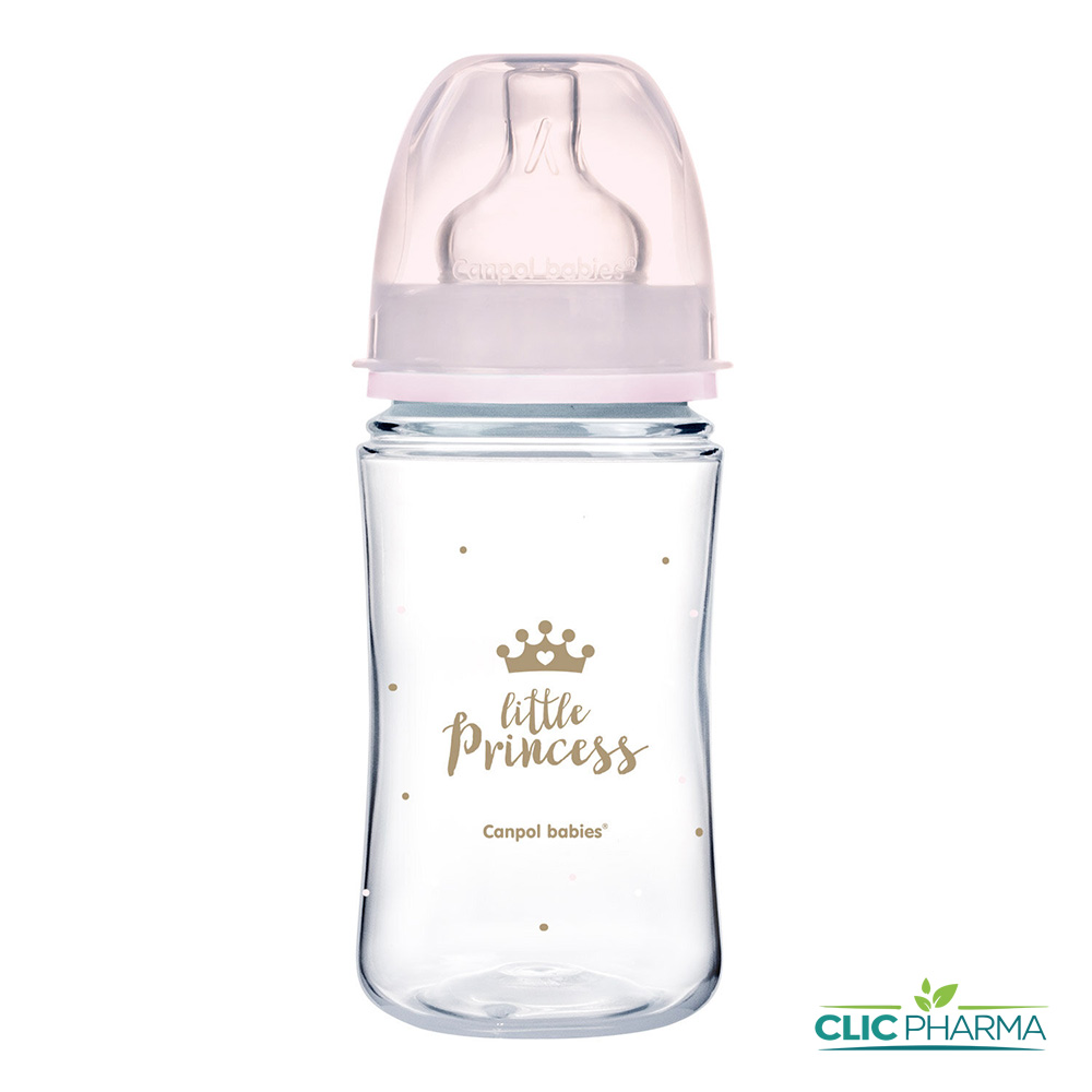CANPOL BABIES BIBERON ANTICOLIQUE COL LARGE ROSE 240ML PP(35 234)