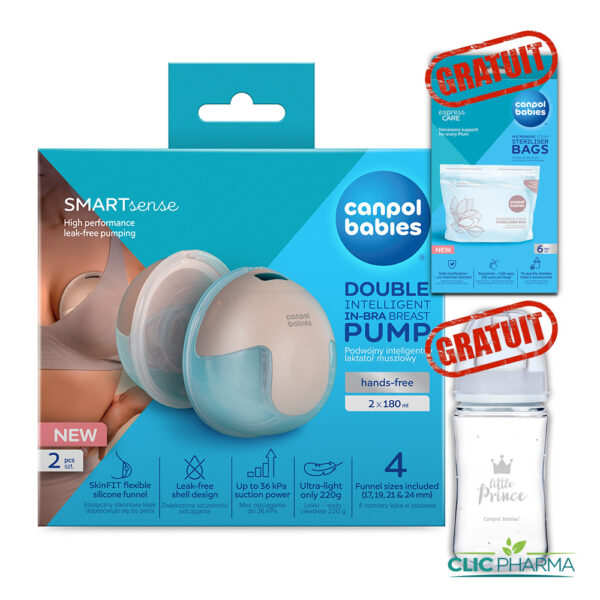 CANPOL BABIES PACK TIRE LAIT ELECTRIQUE DOUBLE 20/116 + (6 SACS DE STERILIATION+BIBERON 240ML)GRATUITS