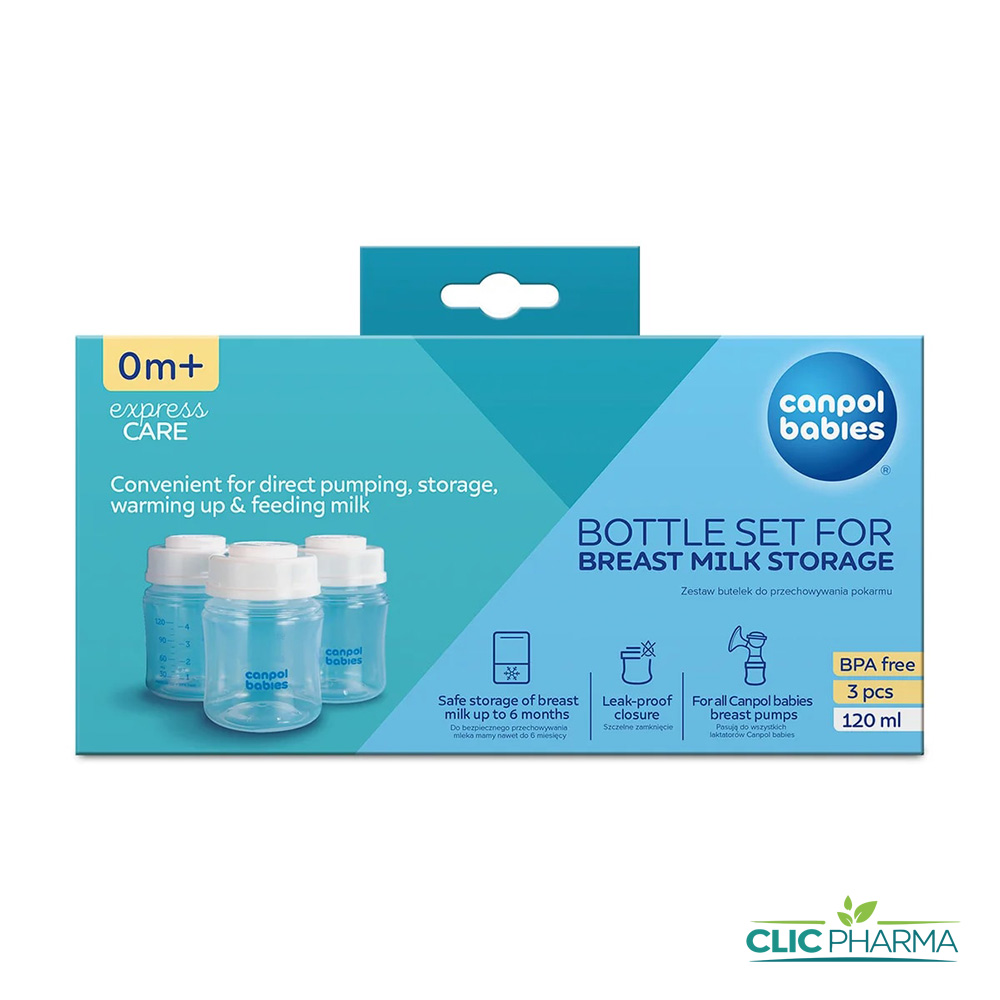 CANPOL BABIES SET DE 3 BOUTEILLES DE CONSERVATION DE LAIT MATERNEL 120ML