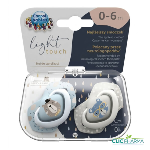 CANPOL BABIES SUCETTES BLEU BONJOUR PARIS BOITE DE 2 (0-6M) (REF: 22/647)
