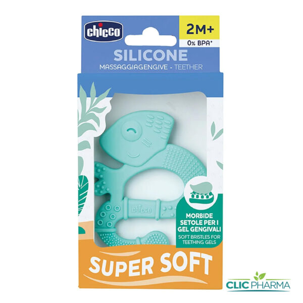 CHICCO ANNEAU DENTITION SILICONE 2M+ BLEU