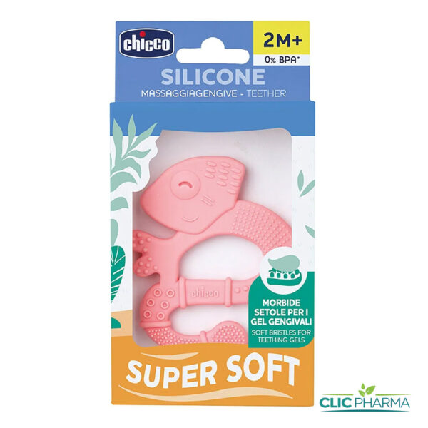 CHICCO ANNEAU DENTITION SILICONE 2M+ ROSE