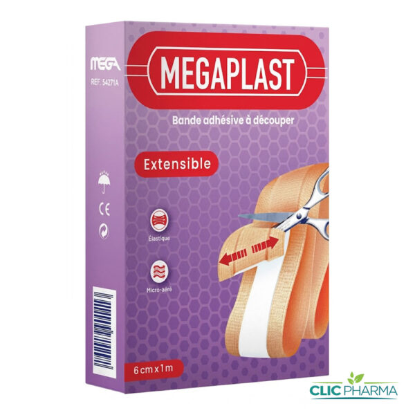 MEGAPLAST BANDE ADHESIVE EXTENSIBLE A DECOUPER 6CM X 1M