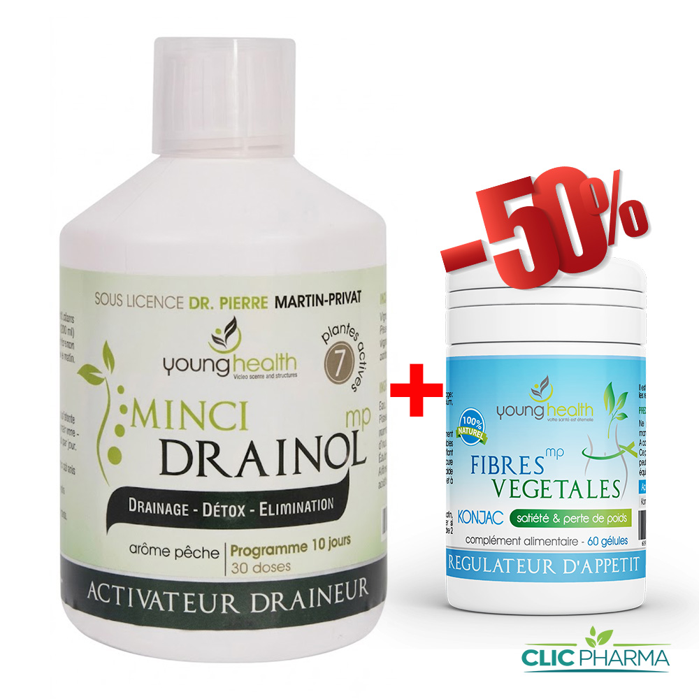 MINCI DRAINOL YOUNG HEALTH 30 DOSES 450ML + FIBRE VEGETALES -50%
