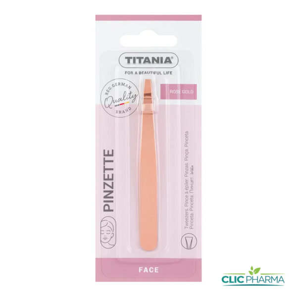 TITANIA PINCE A EPILER INCLINEE INOX ROSE/GOLD (REF: 1091/75GB B)