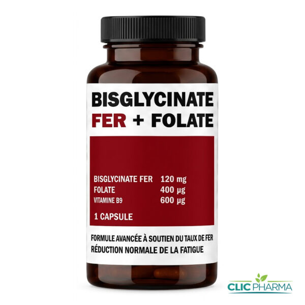 ROXENE BISGLYCINATE FER + FOLATE (30 CAPSULES)