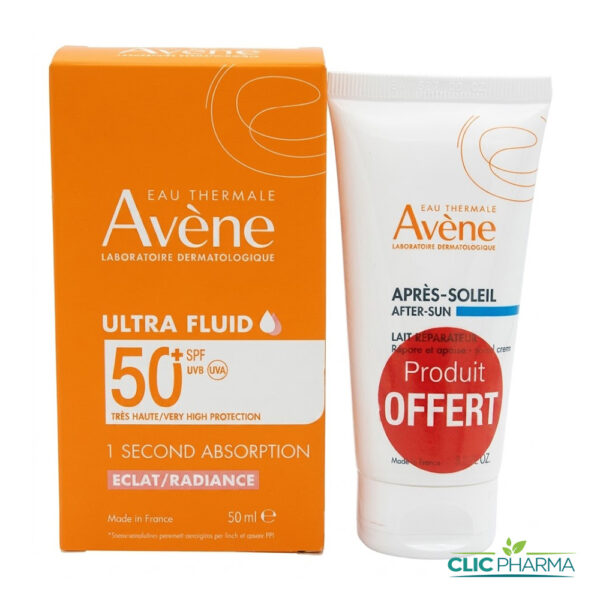 AVENE DUO (ECRAN ULTRA FLUID RADIANCE SPF50+50ML+LAIT AP SOLEIL OFFERT)