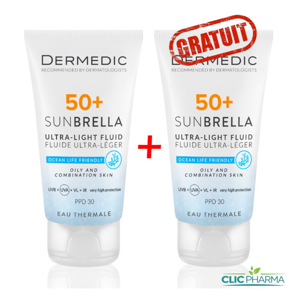 DERMEDIC ECRAN SUNBRELLA ULTRA LIGHT FLUID SPF50+ 40ML (PEAU MIXTE A GRASSE) 2EME GRATUIT