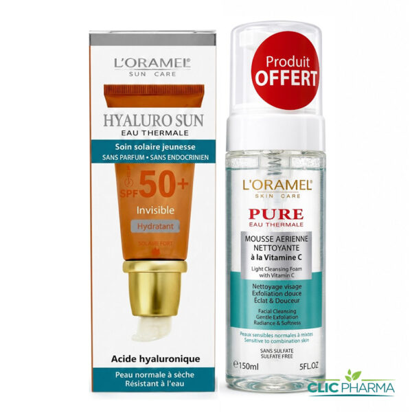 L'ORAMEL HYALURONSUN ECRAN SOLAIRE INVISIBLE HYDRA 40ML+MOUSSE NET PNM 150ML