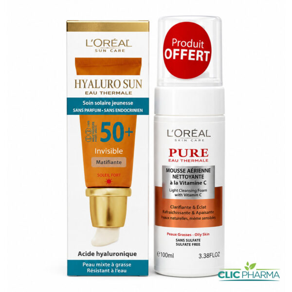 L'ORAMEL HYALUROSUN ECRAN SOLAIRE INVISIBLE MATIFIANT 40ML+MOUSSE NET PG 100ML