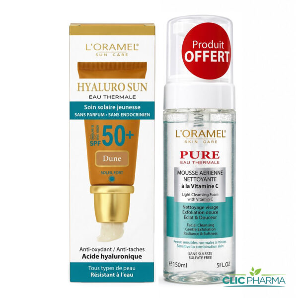 L'ORAMEL HYALUROSUN ECRAN SOLAIRE TEINTE DUNE 40ML+MOUSSE NET PNM 150ML