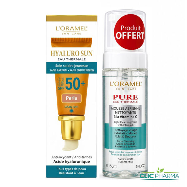 L'ORAMEL HYALUROSUN ECRAN SOLAIRE TEINTE PERLE 40ML+MOUSSE NET PNM 150ML