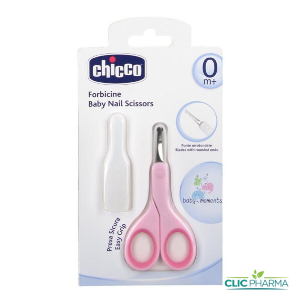 CHICCO CISEAUX A ONGLES BOUT ROND LAME COURTE LIGHT ROSE
