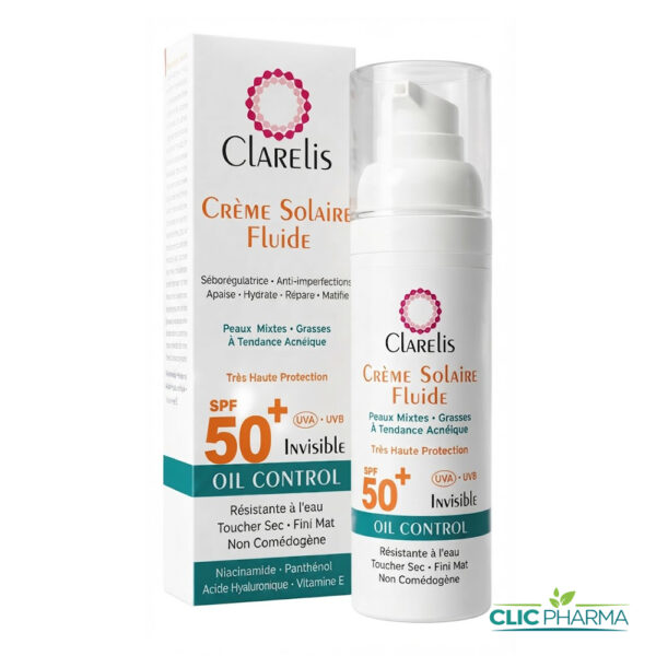CLARELIS ECRAN OIL CONTROL CREME FLUIDE INVISIBLE SPF50+ 50ML