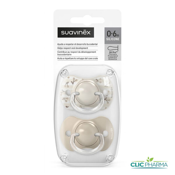 SUAVINEX 2 SUCETTE PHYSIOLOGIQUES SX PRO 0-6 MOIS+ BEIGE