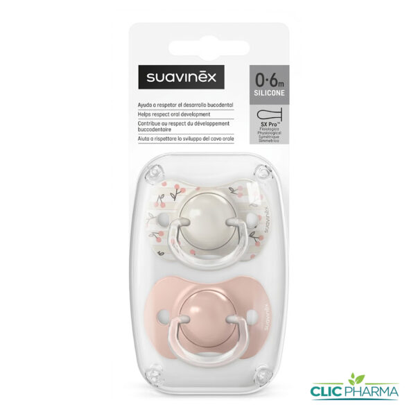 SUAVINEX 2 SUCETTE PHYSIOLOGIQUES SX PRO 0-6 MOIS+ ROSE