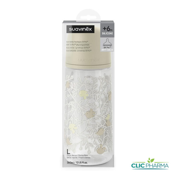SUAVINEX BIBERON BIRDIES AVEC TETINE SX PRO +6MOIS 360ML (L) BEIGE
