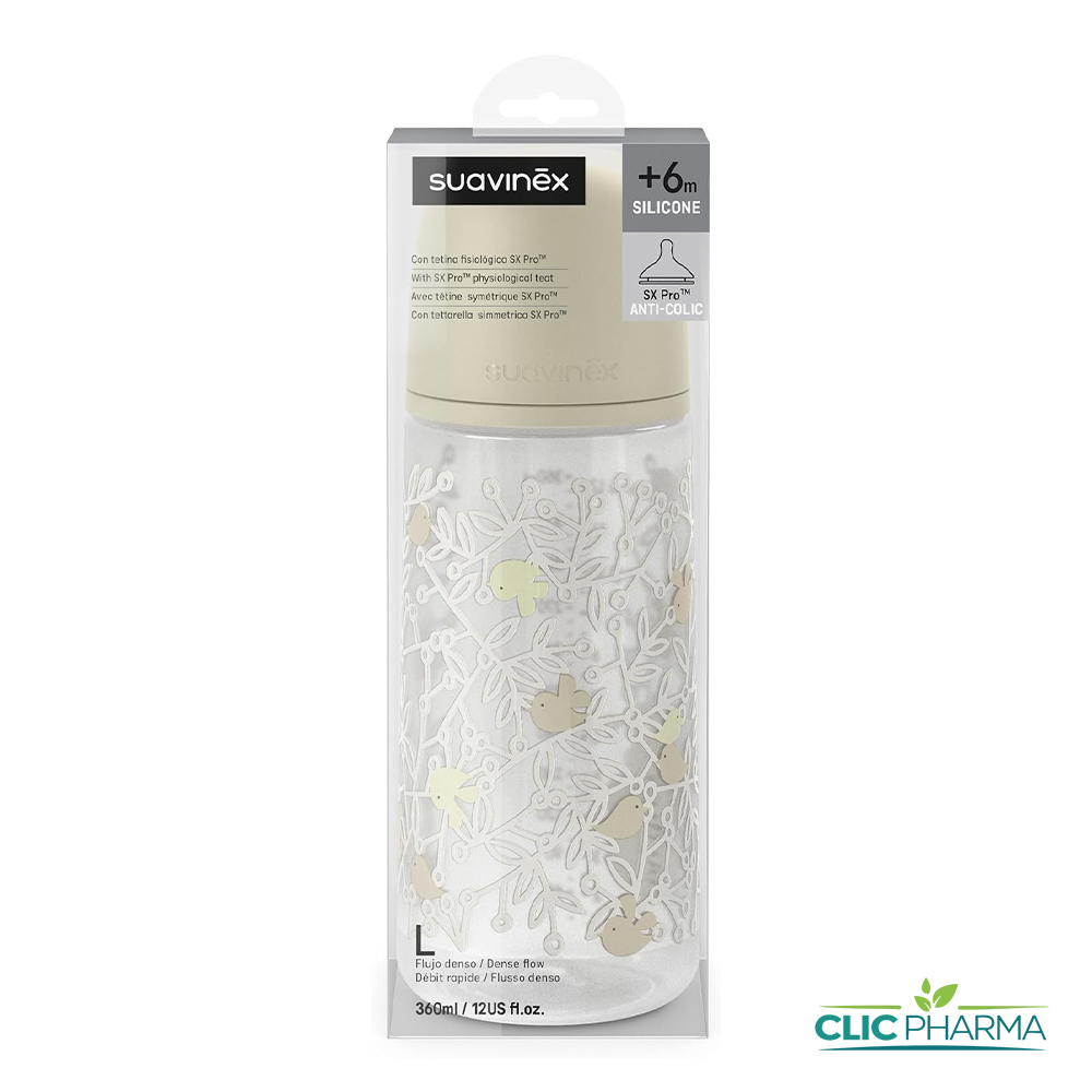 SUAVINEX BIB BIRDIES AVEC TETINE SX PRO 6MOIS+ 360ML L BEIGE
