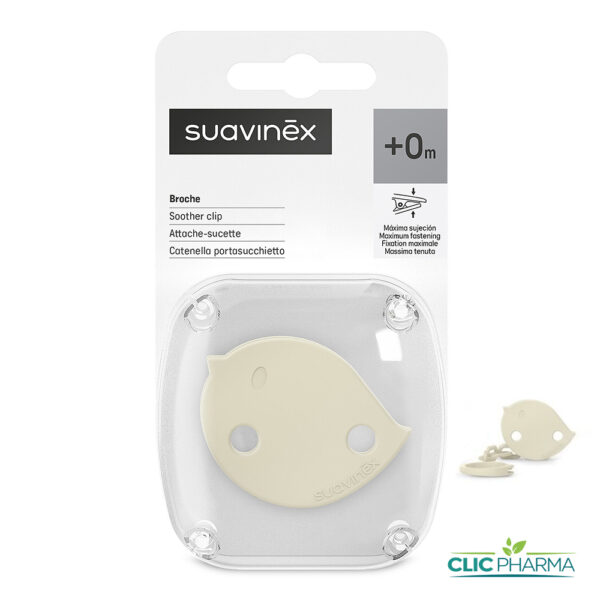 SUAVINEX BIRDIES ATTACHE SUCETTE AVEC CHAINE BEIGE +0MOIS