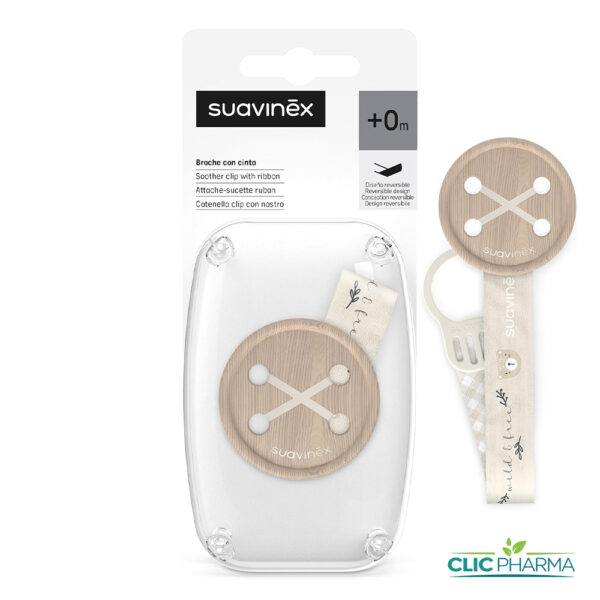 SUAVINEX BIRDIES ATTACHE SUCETTE AVEC RUBAN BEIGE +0MOIS