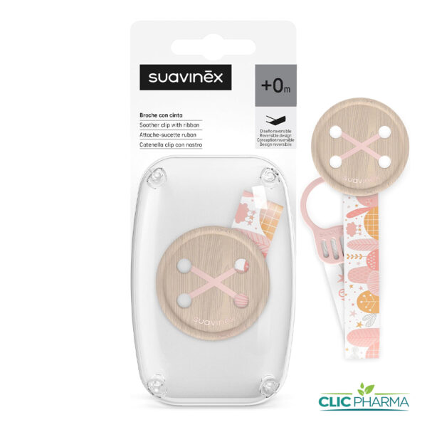 SUAVINEX BIRDIES ATTACHE SUCETTE AVEC RUBAN ROSE +0MOIS