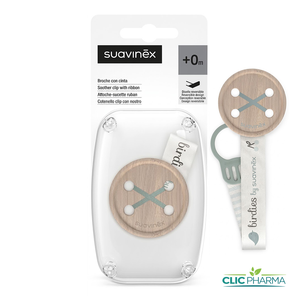 SUAVINEX BIRDIES ATTACHE SUCETTE AVEC RUBAN VERT 0MOIS+