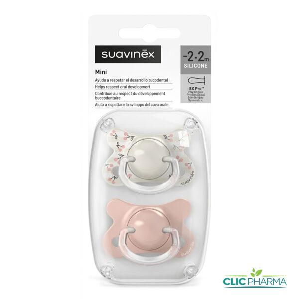 SUAVINEX MINI 2 SUCETTE PHYSIOLOGIQUES SX PRO -2.2MOIS+ ROSE