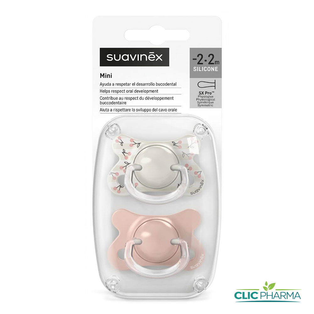 SUAVINEX MINI 2 SUCETTE PHYSIOLOGIQUES SX PRO -2.2MOIS+ ROSE