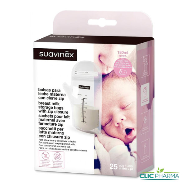 SUAVINEX SACHETS CONSERVATION LAIT 25 PIECES 180ML