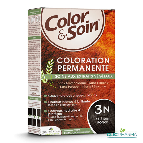 3 CHENES COLOR SOIN COLORATION PERMANENTE 3N CHATAIN FONCE 135ML