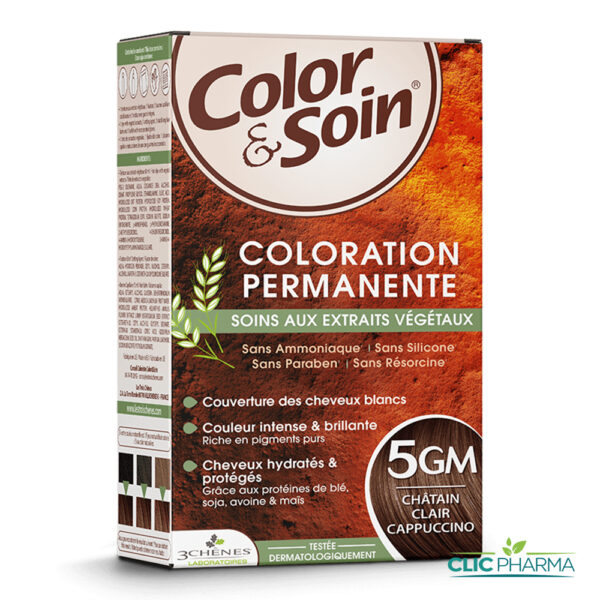 3 CHENES COLOR SOIN COLORATION PERMANENTE 5GM CHATAIN CLAIR CAPPUCCINO 135ML