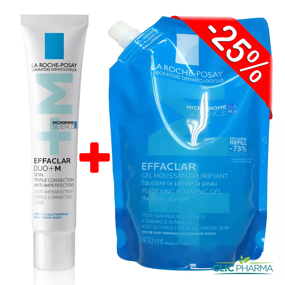EFFACLAR PACK ( DUO+M 40ML+ GEL MOUSSANT RECHARGE 400ML-25%)