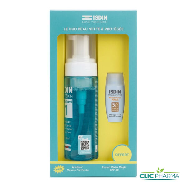ISDIN COFFRET ACNIBEN MOUSSANT 150ML + ECRAN MAGIC INViSIBLE 10ML OFFERT
